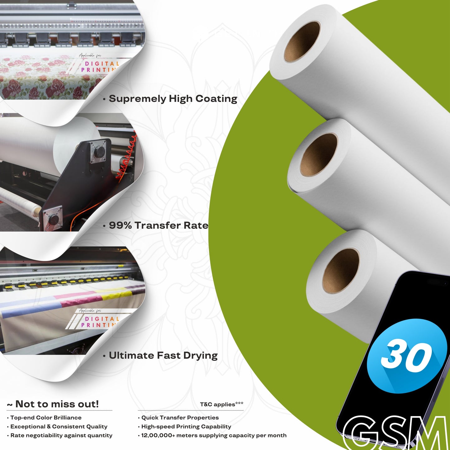 30 GSM Dye-sublimation Paper - VAJRA DIGITEX